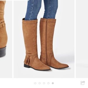 JustFab Walk The Line wide-calf brown boot